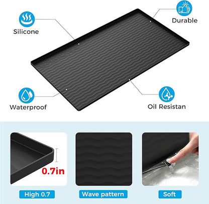 URMONA 34'' x 22'' Waterproof Silicone Under Sink Mat Cabinet and Counter Protector, Shelf Liner for Kitchen and Bathroom, Storage and Organizers, Litter Mat, Pet Cat Puppy Essentials(Brown)