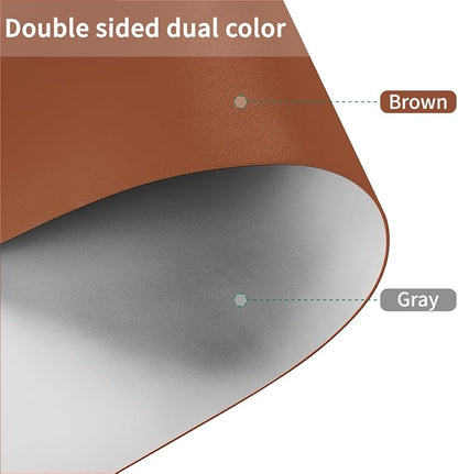 Leather Table Cover,1.8mm Thick,40x60 Inch Table Protector,Table Protector for Dining Room Table,Dining Table Cover,Table Cover Protector,Dining Table Pads(Brown+Gray,40x60)