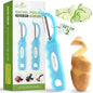 Spring Chef Premium Stainless Steel Vegetable Peeler for Kitchen, Dishwasher Safe Potato Peelers with Non-Slip Handle, Peel Apple, Fruit, Veggie, Carrot, Mango - Set of 2 - Aqua Sky