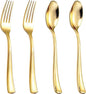 bUCLA 600PCS Gold Plastic Spoons and Forks Set - Plastic Forks and Spoons Disposable - Heavy Duty Gold Silverware Set Party Supplies Include 300 Forks and 300 Spoons for Party&Wedding