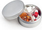 Small Pill Case 3 Compartments, Metal Round Portable Pill Box, Waterproof Travel Pill Organizer, Pocket Purse Medicine Vitamin Holder EDC Container (Silver)