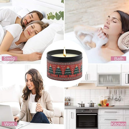 Christmas Candles - Christmas Gifts for Women, Scented Candles Gift Set, Natural Soy Wax Aromatherapy Candle for Home Scented (4Pack)