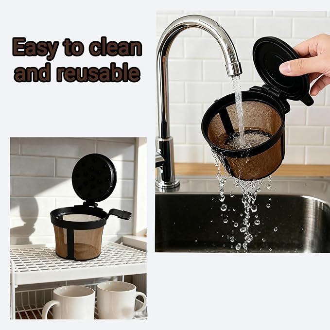 Coffee filter compatible with Ninja PB051 / PB040 / PB041ST-coffee grinder compatible with Ninja beans - gold 304 stainless steel mesh reusable - Coffee pod accessories 2PCS (1)
