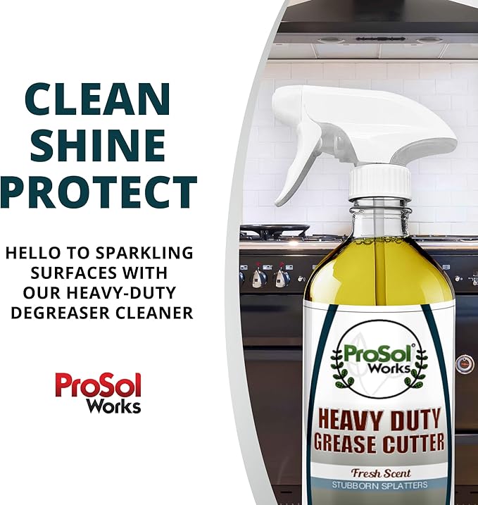 Degreaser Cleaner Heavy Duty Cleaning Spray 16 oz - Kitchen Cleaner for Stubborn Splatters, Stove Top, Grill, Drip Pans, & Oven Cleaner - Safe on All Surfaces - Fresh Scent
