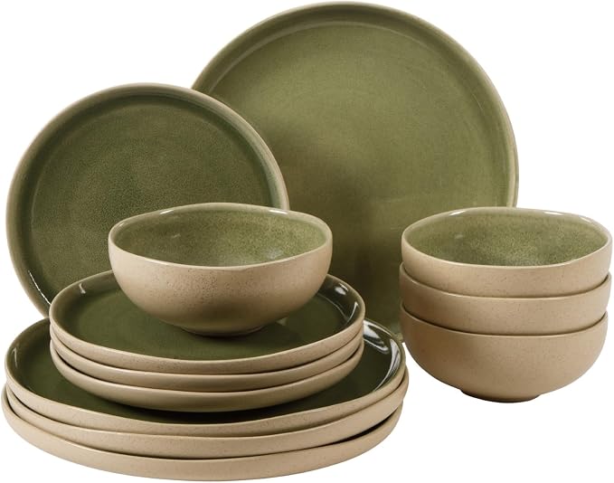 Gibson Elite Manila Bay 12-Piece Stoneware Dinnerware Set, Service