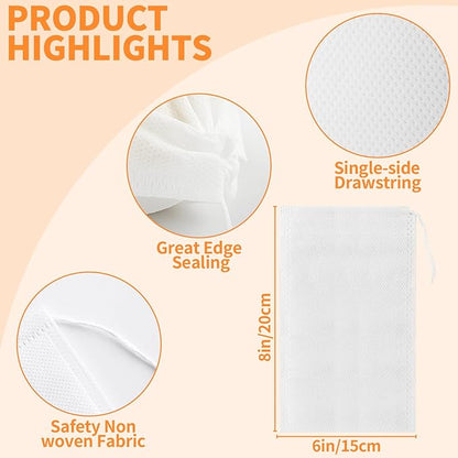 TamBee 100Pcs 5.9" x 7.87" Disposable Drawstring Tea infusers Tea Filter Bags for Loose Tea Herbs Spice Bags for Brew Tea Cold Brew Coffee（ 5.9" x 7.87" /15 x 20cm） (100)