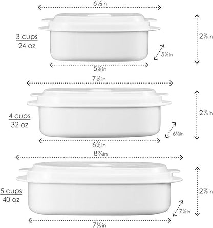 Reston Lloyd Nesting Microwave Containers, Set of 3, Adjustable Steam Vents, Airtight, Meal Prep, Durable BPA-Free Plastic- Freezer & Dishwasher Safe, Cookware & Food Storage, Anyday Cookware, Seafoam