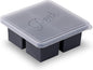 W&P Cup Cubes Silicone Freezer Tray with Lid, Charcoal, Makes 4 Perfect 1-Cup Portions, Freeze & Store Soup, Broth, Sauce, Leftovers, Dishwasher Safe, 4-Cup