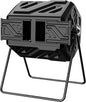 43 Gallon Compost Bin with Gloves, Fast Assembly & Easy Setup Outdoor Compost Tumbler, Updated Dual Chamber Tumbling Composter for for Garden, Kitchen, and Yard Waste, Black