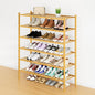 Smiry Shoe Rack, 6 Tier Long Bamboo Shoe Organizer, Stackable Free Standing Wooden Shoe Storage Shelf for Closet, Entryway, Front Door Entrance, Natural