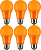 Sunlite 40470 LED A19 Colored Light Bulb, 3 Watts (25w Equivalent), E26 Medium Base, Non-Dimmable, UL Listed, Party Decoration, Holiday Lighting, 6 Count, Orange