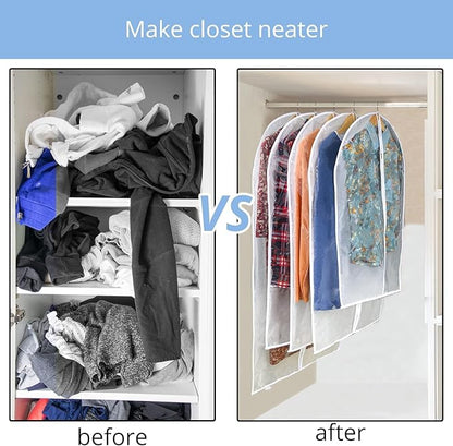 Clear Garment Bags For Hanging Clothes, 36" Women Suit Bags, Plastic Garment Bags for Closet Storage, Suit Cover Bags with Zipper for Short Coats, Jackets, Shirts 24"x36"/ 6 Pack