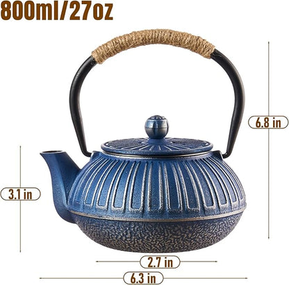PARACITY Cast Iron Teapot Japanese 800ml/27oz, Tea Kettle Pot for Stove Top, Tea Pot with Stainless Steel Infusers for Loose Tea, Boiling Hot Water Tea, Mothers Day Gifts from Daughter/Son