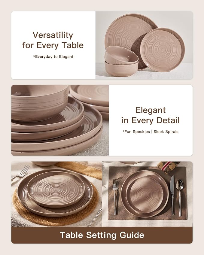 Stoneware Dinnerware Sets with Pasta Bowls, Service
