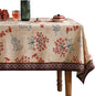 patdrea Designer Linen French Long Rectangular Table Cloth,Vintage Red Floral Fall Tablecloths,Breathable Table Cover for Kitchen Dining,Tea Party,Christmas,Thanksgiving,Holiday,63"x94"-Newmari