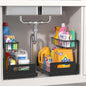 2 Pack Under Sink Organizer, 2 Tier Pull Out Cabinet Organizer,Slide out Metal Cabinet Organizers Multi-Purpose Drawer Shelf for Kitchen Bathroom Pantry Cabinet Closet Organization Rack,Black