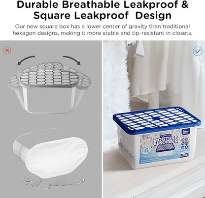 W&E Choice Moisture Absorbers, Portable Humidity Absorber Boxes for Your Bathroom, Closet & Car, Dehumidifier with Fragrance Free, 6 Pack