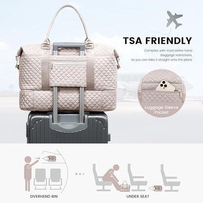 LOVEVOOK Travel Duffle Bag,Weekender Bags for Women with Shoe Compartment，Carry on Overnight Bag with Toiletry Bag,Gym Duffel Bag with Wet Pocket, Hospital Bags for Labor and Delivery