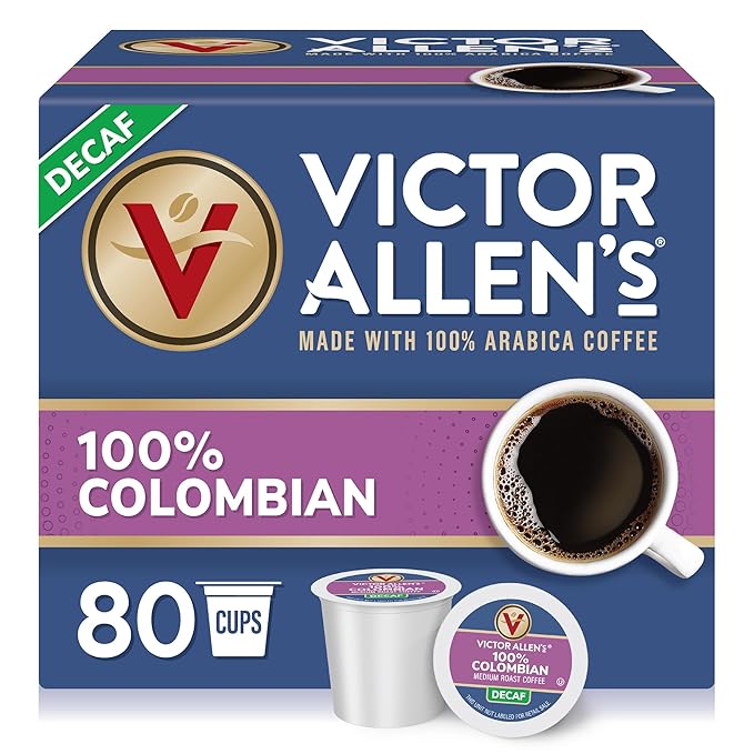 Victor Allen's Coffee Decaf 100% Colombian, Medium Roast, 80 Count, Single Serve Coffee Pods for Keurig K-Cup Brewers