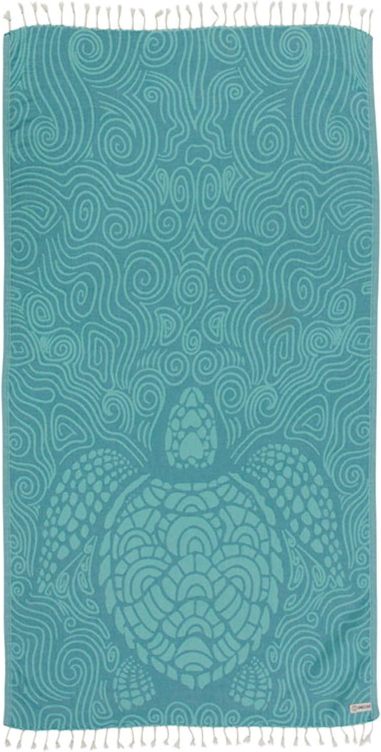 Sand Cloud Turkish Beach Towel - Sand Free - 100% Organic Turkish Cotton Yarn - Quick Dry Towel for Beach, Picnic, Blanket or Bath Towel - As Seen on Shark Tank - Marine Life (Swirl Turtle)