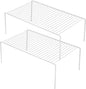 iPEGTOP Kitchen Cabinet Storage Shelf Rack, Set of 2 Large (15.7 x 9.4 Inch) Rustproof Metal Wire Shelves Spice Shelf Rack Cupboard Organizer for Pantries Countertops Utensils Organization, White