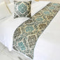 The HomeCentric King/Queen/Twin Blue Decorative Full 68"x18" Bed Runner with 2 Pillow Cover, Damask Bed Scarf on Jacquard Fabric - Royal Elegance