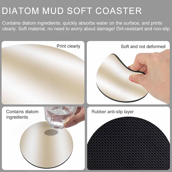Ombre Beige Coasters Set of 6, Modern Minimalist Geometric Gradient Color