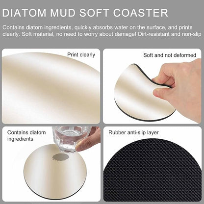Ombre Beige Coasters Set of 6, Modern Minimalist Geometric Gradient Color