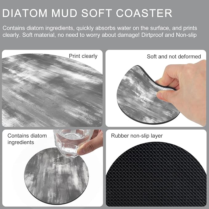 Modern Minimalist Coasters Set of 4, Absorbent Coasters
