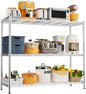 Storage Shelves, 48" L x 20" W x 47" H Heavy Duty Garage Wire Shelving Unit Loads 1200LBS, 3-Tier Adjustable Metal Industrial Utility Shelf Rack for Kitchen, Laundry Room, Basement