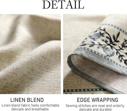 ISAENNE Designer Vintage Linen Elegant Extra Long Table Cloth Rectangular,Chinoiserie Floral Tablecloth,Durable Decor Table Cover for Dining Thanksgiving Kitchen Party,63"*110"-Segerman B