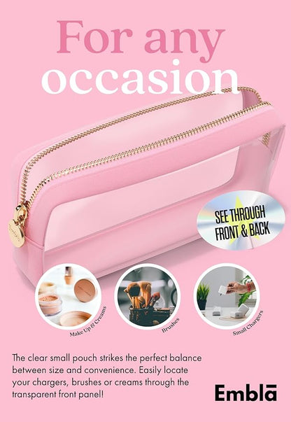 Clear Makeup Bag Zipper Pouch, Transparent Cosmetic Case Organizer, TSA Approved Travel Toiletry Case, Travel Accessories Essentials Makeup Tote for Women, Small Cute Make up Bag for Purse - Flamingo