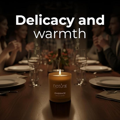 Natur IX Embrace Scented Candles for Home | Velvet & Vanilla | Natural Non Toxic Soy Candles with Essential Oils | 50 H Long Burning