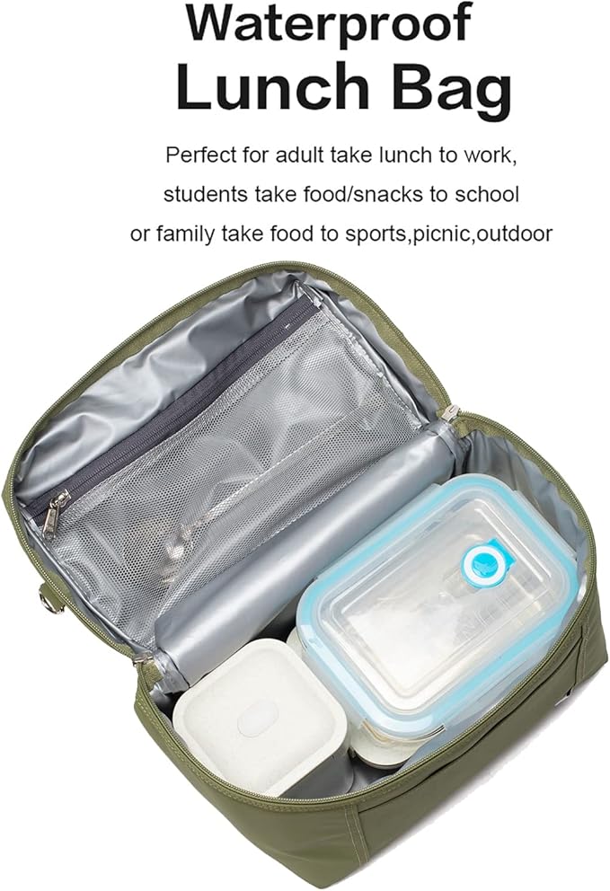 NOL Natural Organic Lifestyle Insulated Lunch Bags for Women Cooler Bag Lightweight Nylon Waterproof Lunch Box For Work