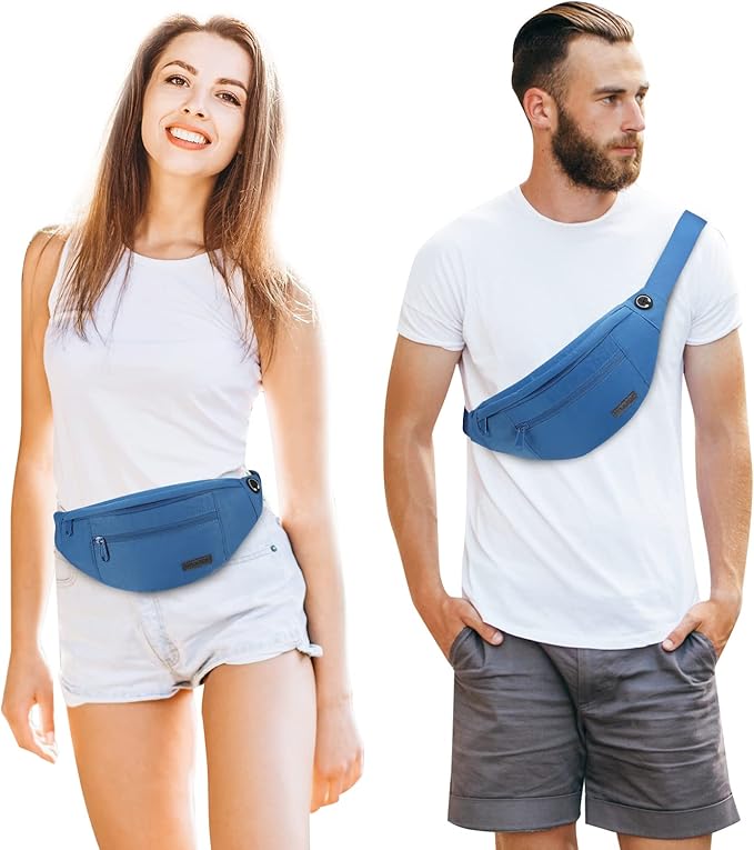 MAXTOP Large Crossbody Fanny Pack with 4-Zipper Pockets,Gifts for Enjoy Sports Festival Workout Traveling Running Casual Hands-Free Wallets Waist Pack Phone Bag Carrying All Phones