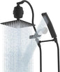 Hibbent All Metal 10'' Filtered Rainfall Shower Head Combo, High Pressure Handheld Shower Wand, 12'' Adjustable Extension Arm, 20 Stage Shower Filter, 71'' Hose, Shower Head Holders, Matte Black