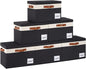 GhvyenntteS Extra Large Storage Bins with Lids, Foldable Fabric Storage Boxes with Lids and 3 Leather Handles, Storage Baskets with Label Window (6 Pack, Black, 15.75" x 11.8" x 10.2")