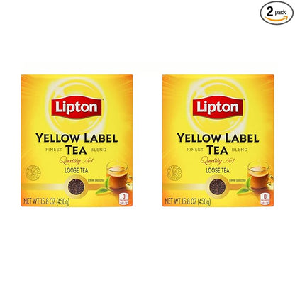 Lipton Yellow Label Finest Blend | Premium Black Tea | Indian Chai | Compatible for Milk | 450 Grams (Pack of 2)