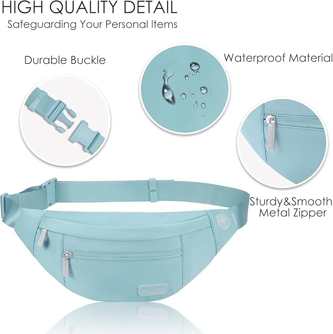 MAXTOP Large Crossbody Fanny Pack with 4-Zipper Pockets,Gifts for Enjoy Sports Festival Workout Traveling Running Casual Hands-Free Wallets Waist Pack Phone Bag Carrying All Phones
