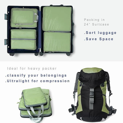 BAGAIL 6 Set Ultralight Compression Packing Cubes Packing Organizer for Travel Accessories Luggage Suitcase Backpack