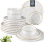 AmorArc Stoneware Dinnerware Sets for 6,Reactive Ceramic Plates and Bowls Set,Highly Chip and Crack Resistant | Dishwasher & Microwave Safe | Round Dishes Set Service for 6 (18pc)
