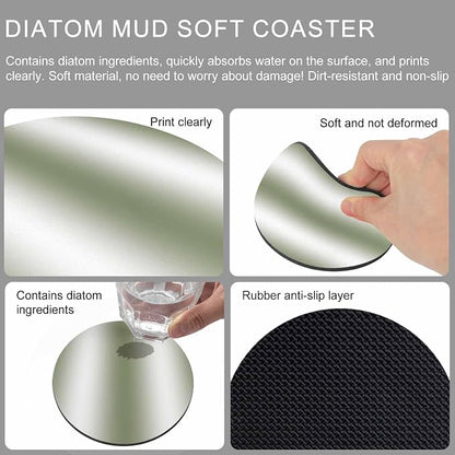 Ombre Seaweed Green Coasters Set of 4, Modern Minimalist Geometric Gradient