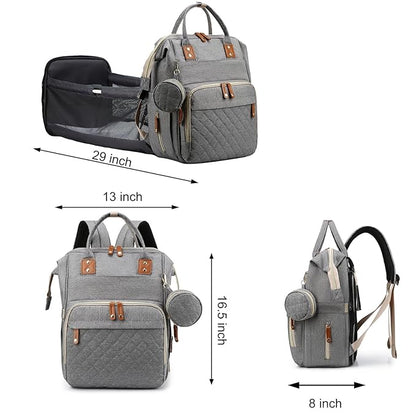 Diaper Bag, Backpack with Changing Station, Waterproof Baby Bag for Boys & Girls, USB Charging Port for Parents, Travel Backpack Baby Essentials & Lovely Baby Shower Gifts, Grey