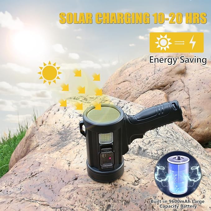 Spotlight 100000 Lumens, 6 Modes Led Rechargeable Spotlight Flashlight As Seen