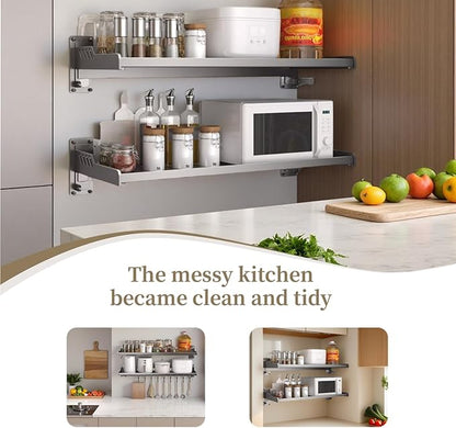 Wall-Mounted Kitchen Organizer – Microwave Spice Rack, Heavy-Duty & Easy Setup (Extra Large)