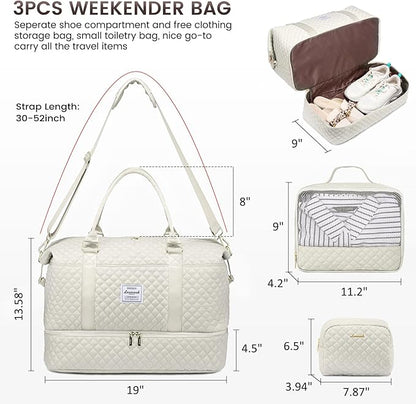 LOVEVOOK Travel Duffle Bag,Weekender Bags for Women with Shoe Compartment，Carry on Overnight Bag with Toiletry Bag,Gym Duffel Bag with Wet Pocket, Hospital Bags for Labor and Delivery