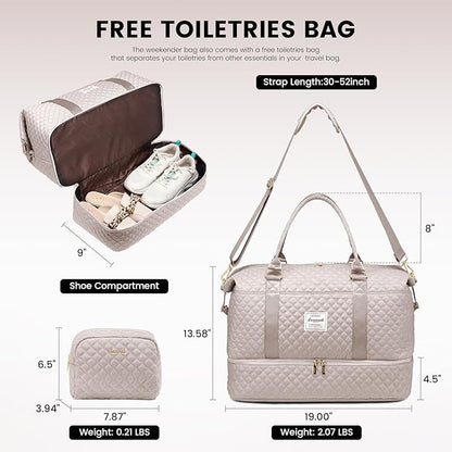 LOVEVOOK Travel Duffle Bag,Weekender Bags for Women with Shoe Compartment，Carry on Overnight Bag with Toiletry Bag,Gym Duffel Bag with Wet Pocket, Hospital Bags for Labor and Delivery