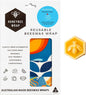 Honeybee Beeswax Wraps - Kitchen Starter Pack with Wax Replenish Block - Certified Organic Cotton Beeswax Wrap - Reusable Beeswax Food Wrap - 3 Pack - Small, Medium & Large