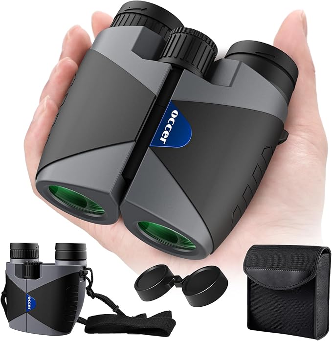 15x30 Compact Binoculars for Adults and Kids - Occer Large View High Powered Binoculars for Bird Watching - Lightweight Easy Focus Binocular with Low Light Vision for Outdoor Hunting Travel - Black
