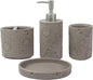 Hymmah Meteorites Bathroom Accessories Set,Farmhouse Bathroom Decor,4 Pcs Resin Gift Set Apartment Necessities, Contain Cotton Swab Jar,Soap Dispenser,Tumbler，Soap Dish/Tray